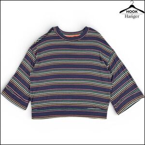 Sundry Striped Top 2 M Navy Blue Multicolor Rainbow Retro Kimono Loungewear USA